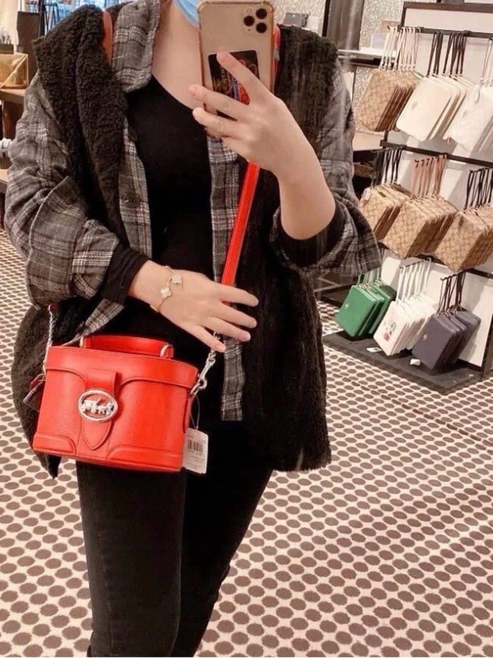 Coach Georgie Gem Red Leather Crossbody Bucket Bag
